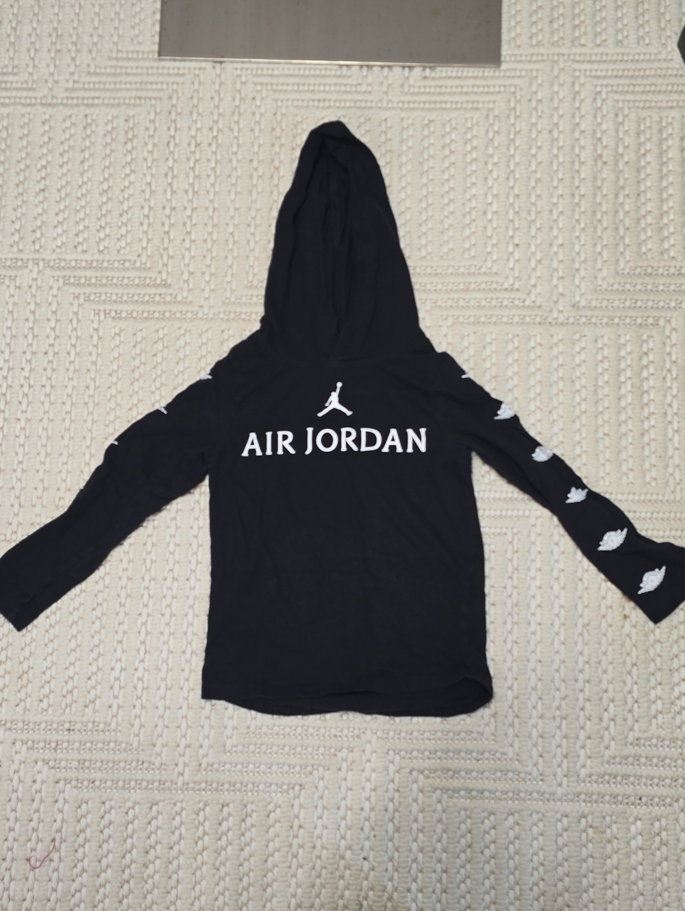 Jordan Black Hooded Long-Sleeve Tee with White Logo